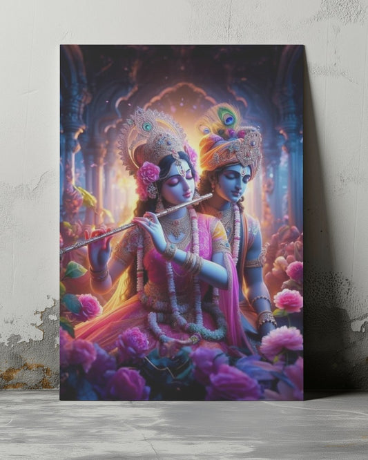 LORD KRISHNA & RADHEE METAL POSTER